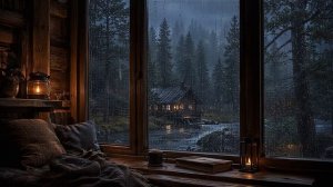 🌧️ Шум Дождя за Окном в Лесной Хижине | Звуки Природы для Сна, Отдыха.