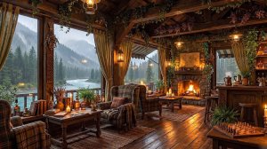 🍀🌧️ ИРЛАНДСКИЙ ПАБ СРЕДИ ГОР |  Дождь • Камин • Треск Дров • Спокойный Джаз