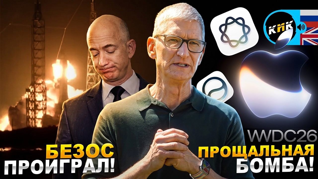 Siri AI теперь везде! iOS 27 на WWDC 2026, взрыв ракеты Безоса, телевизор Bugatti и AR-революция смотреть онлайн