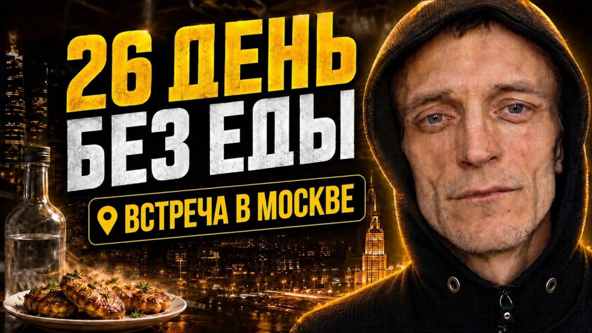 26 день без еды, захотелось водочки и котлетки. Встреча в Москве