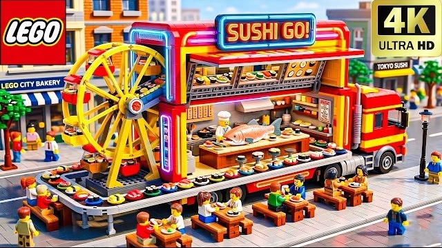 Я построил потрясающий автоматический конвейер для суши-бара LEGO! | Забавный эксперимент Lego