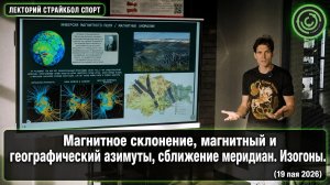 Магнитное склонение, магнитный и географический азимуты, сближение меридиан. Изогоны. (19 мая 2026)