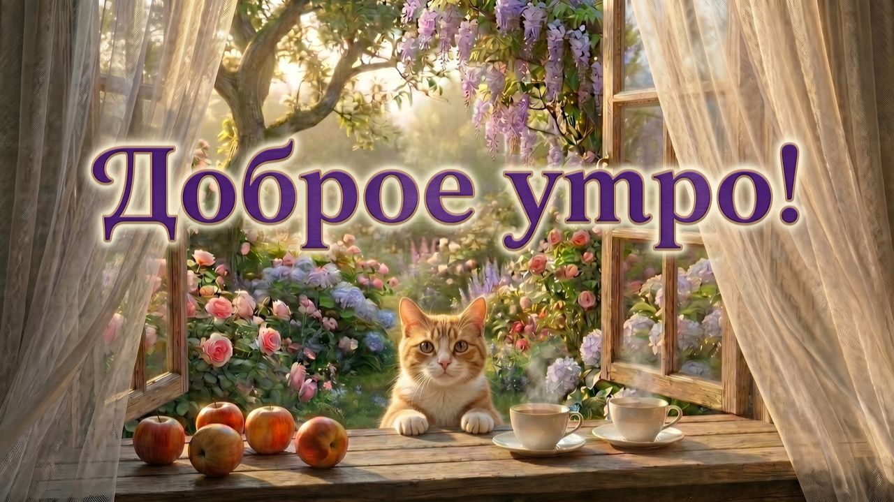 Доброе утро! Красивая утренняя песня и пожелания. С Добрым утром!  Хорошего настроения!