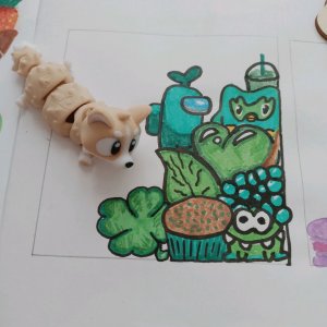 дорисовываю зелёные предметы