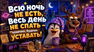 Всю ночь не есть, весь день не спать - конечно, будешь уставать!