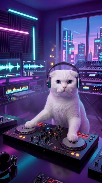Future Glow — Neon Cat DJ Visualizer 🐱⚡
