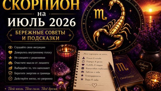 Скорпион на июль 2026 — Бережные советы и подсказки