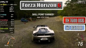 Rx 7600 +  Intel Core i7 13700 5.2 ГГц   Forza Horizon 6 - 4K, 1440P, 1080P, Fsr 3.1.5