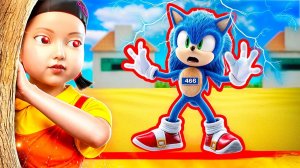 Cоник VS Гигантская Кукла из Игры в Кальмара! Супергерои в Игре в Кальмара!