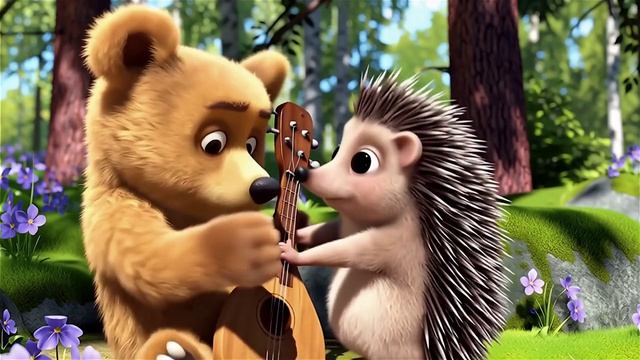 🐻🎻 МЕДВЕЖОНОК УЧИТСЯ играть на балалайке! Самый милый музыкальный мультфильм!