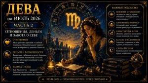 Дева на июль 2026. Часть 2 — Отношения, деньги и забота о себе