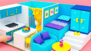 Как сделать синий мини-домик из картона 🏡💙 Миниатюрный дом своими руками