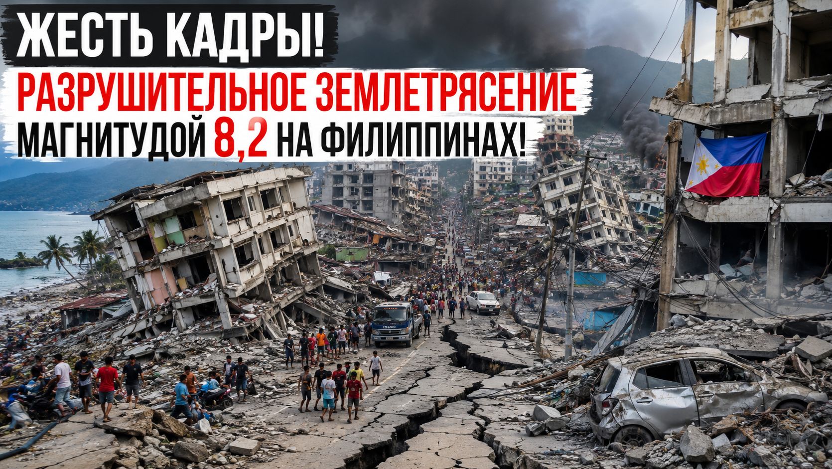 ЖЕСТЬ КАДРЫ! Разрушительное землетрясение магнитудой 8,2 на Филиппинах! Города в руинах! Сегодня ЧП