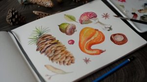 Рисуем вместе  🍂☕  Акварельные осенние зарисовки в скетчбуке