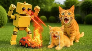 Худший кошмар мамы-кошки 😿 Робот сжег игрушечную машинку котенка 🚗🔥