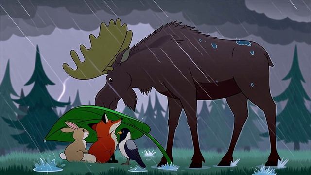 🦌⛈️ ЛОСЬ СПАСАЕТ ДРУЗЕЙ: Герой-Лось против страшной грозы!
