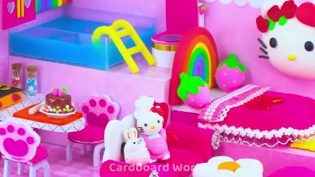 💕 Самый красивый домик Hello Kitty с роскошным бассейном 🎀 Милая поделка из картона