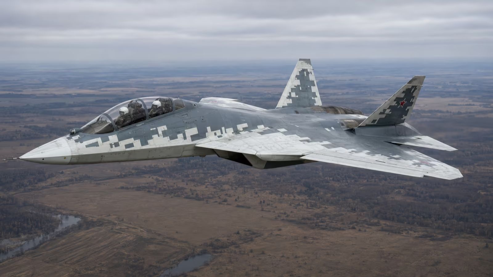 Кадры первого полёта спарки Су-57Д смотреть онлайн