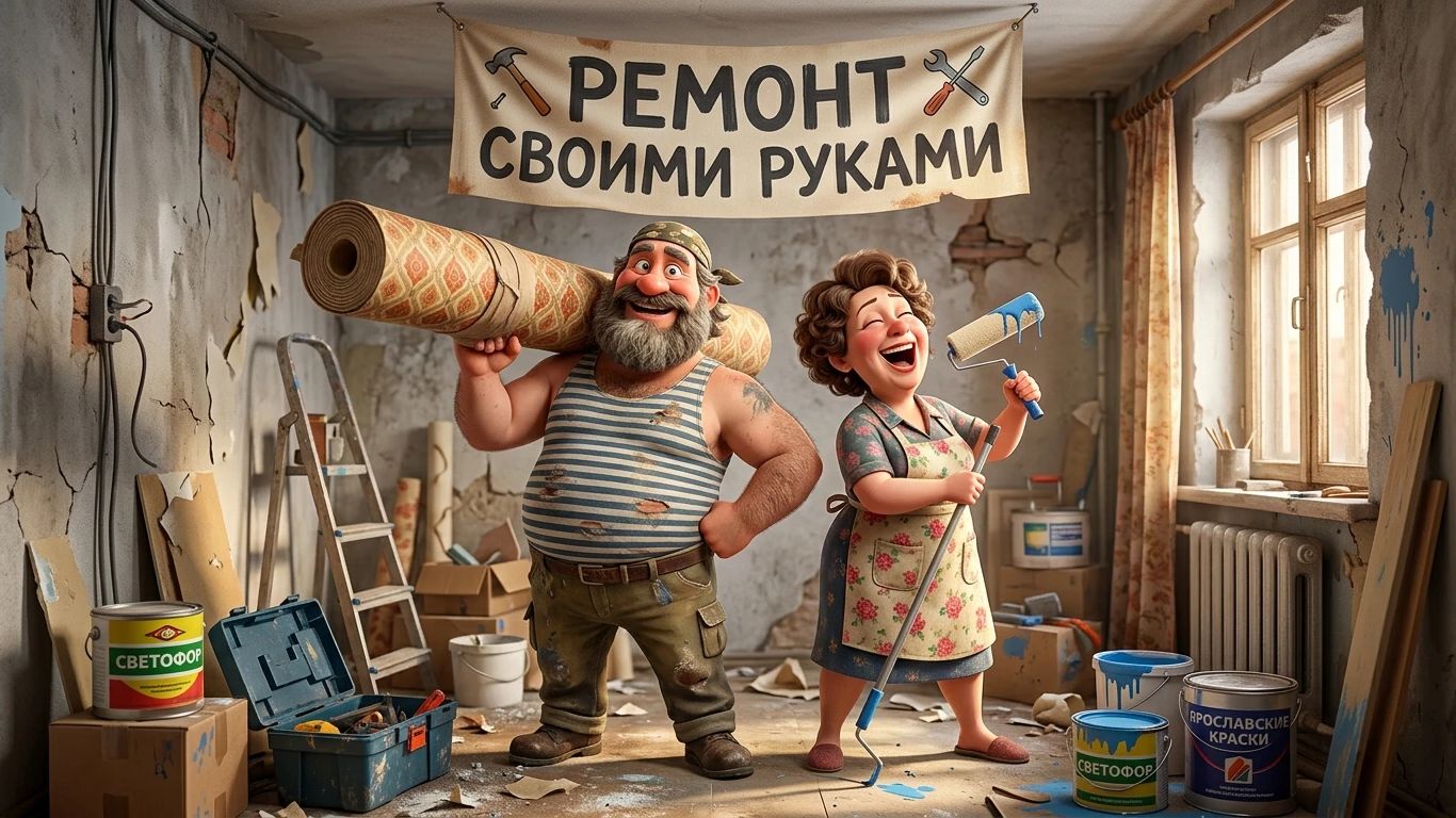 Тест на развод: Поклейка обоев с женой. Ремонт своими руками!