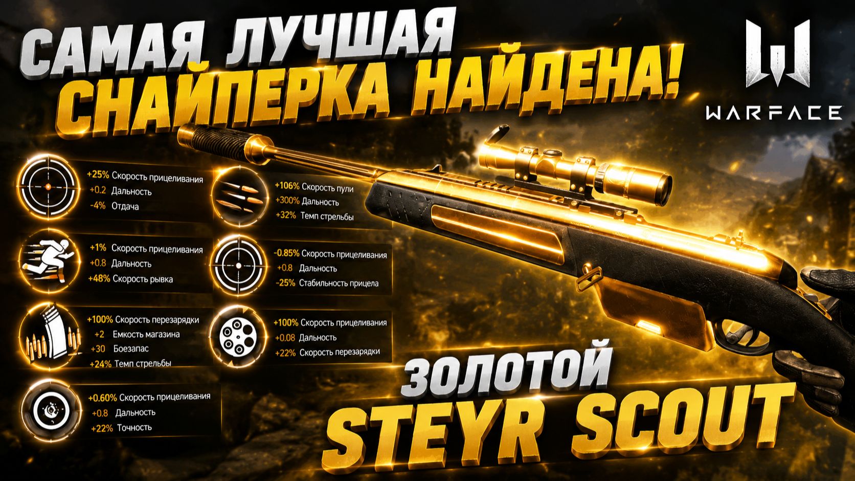Золотой Steyr Scout С 9 МОДАМИ - ЭТО ВООБЩЕ ЗАКОННО? ЛУЧШЕЙ СНАЙПЕРКИ ВЫ НЕ НАЙДЕТЕ! / Warface смотреть онлайн