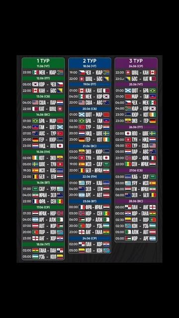 Расписание ЧМ 2026