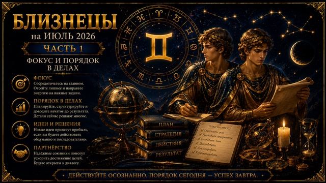 Близнецы на июль 2026. Часть 1 — Фокус и порядок в делах