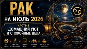 Рак на июль 2026. Часть 1 — Домашний уют и спокойные дела