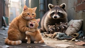 Имбирные закуски для котят украли, но мама-кошка помогает вору, узнав причину 🐱🍪💞