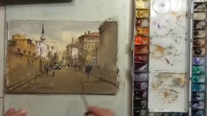 Как нарисовать городской пейзаж акварелью