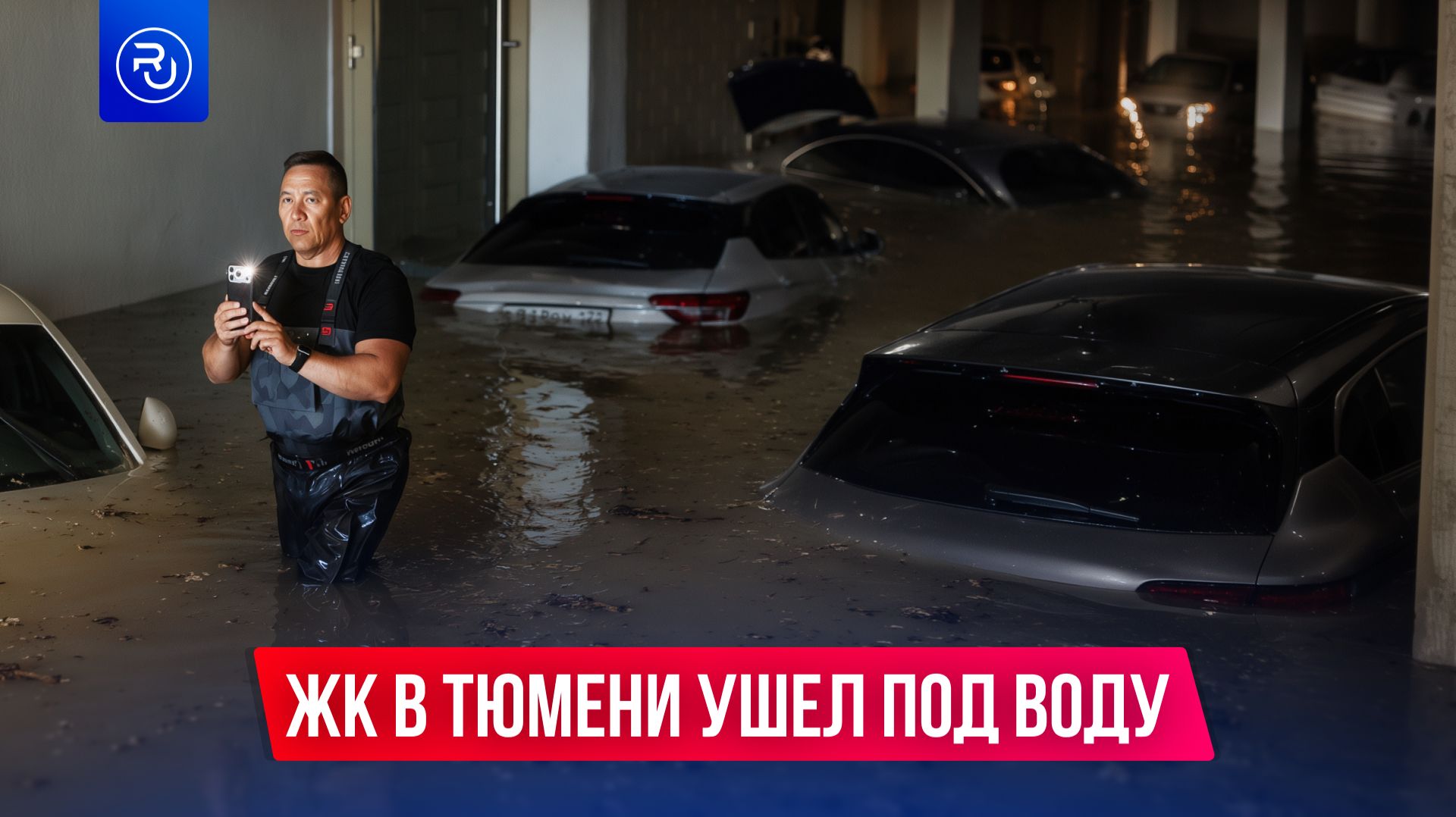Тюменский ЖК ушел под воду после сильного дождя смотреть онлайн