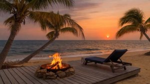 ЗВУКИ КОСТРА И ШУМ МОРЯ НА ЗАКАТЕ 🌊🔥 ДЛЯ ГЛУБОКОГО СНА И ОТДЫХА ПОСЛЕ РАБОТЫ