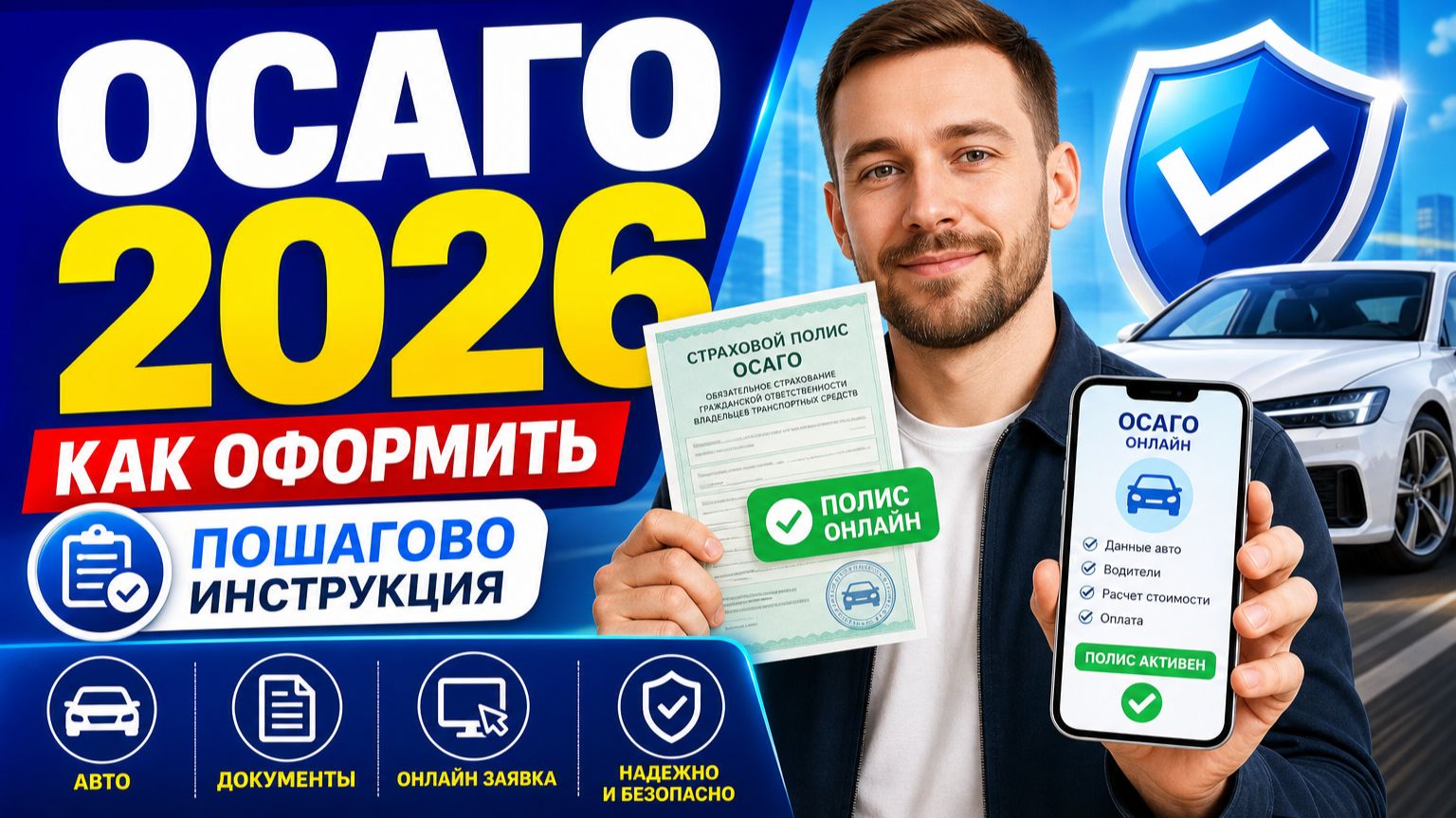 Как оформить ОСАГО онлайн 2026. Пошаговая инструкция смотреть онлайн