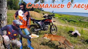 Сломался китайский эндуро мотоцикл regulmoto sport 003 pro в глухом лесу. Паника у девушки пассажира