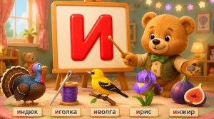 Учим букву И | Мишка учит алфавит | Развивающая песенка для малышей