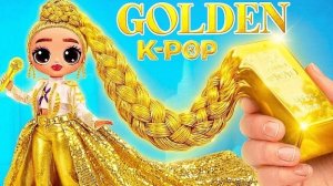 24 часа в золотом цвете! K-Pop Охотницы на Демонов | 12 DIY для кукол