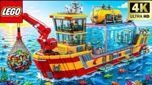 ГИГАНТСКАЯ рыбацкая лодка LEGO поймала самую большую рыбу! | Забавный эксперимент Lego