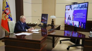 Владимир Путин по видеосвязи проводит совещание с членами Правительства, Ново-Огарёво, 10 июня 2026