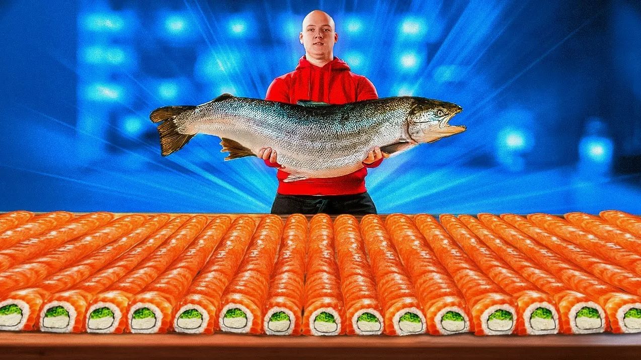СКОЛЬКО ПОЛУЧИТСЯ РОЛЛОВ ИЗ 1 ЛОСОСЯ ? смотреть онлайн