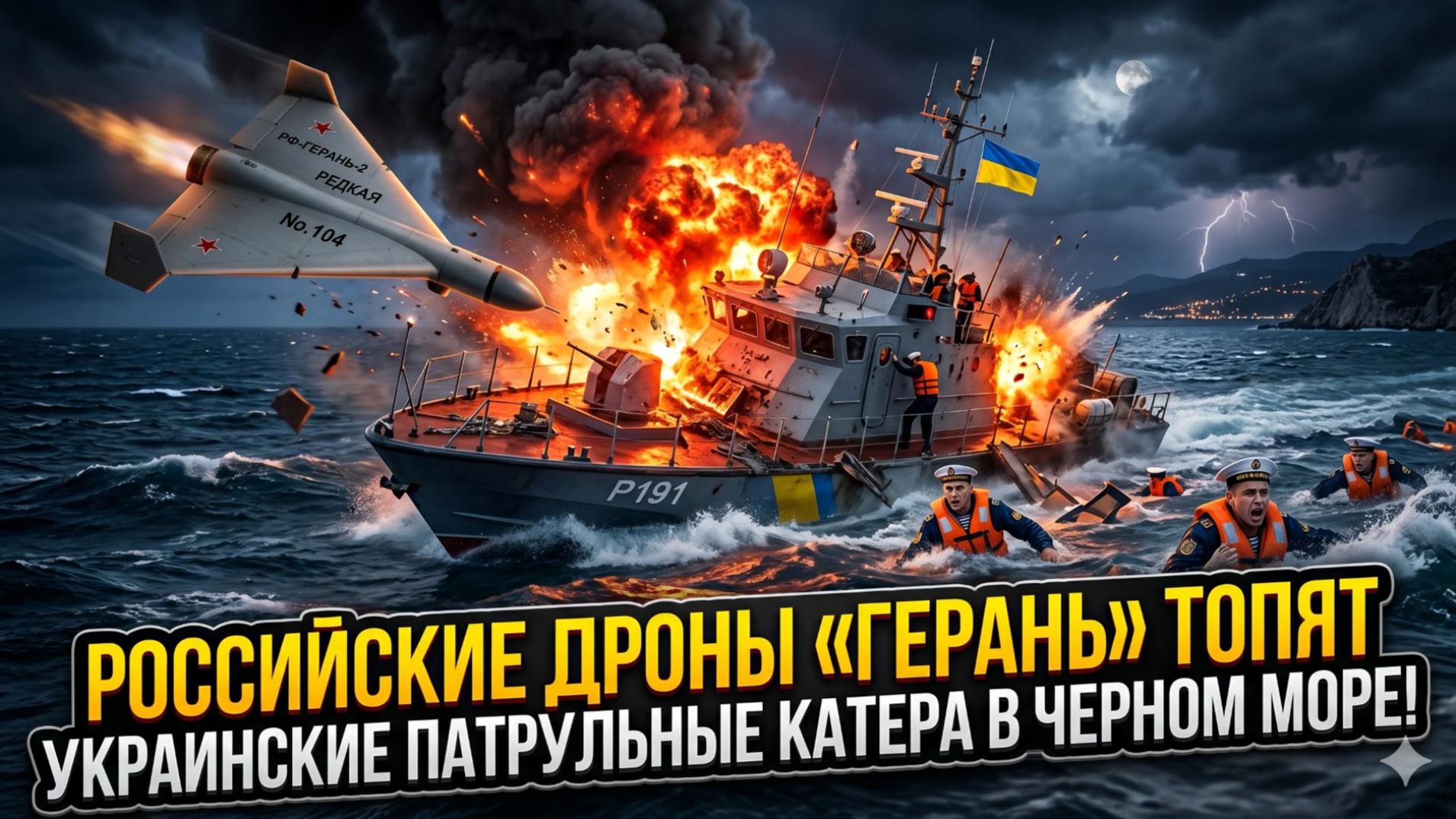 🚀Российский дрон «Герань» топит украинские патрульные катера в Чёрном море! смотреть онлайн
