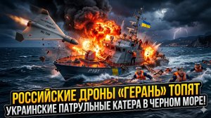 🚀Российский дрон «Герань» топит украинские патрульные катера в Чёрном море!