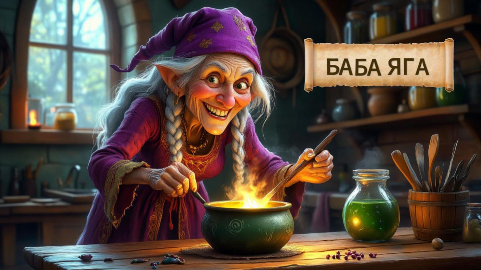 Мультики для детей.На девочку напала баба яга.