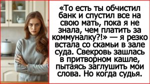 То есть ты ограбил банк и спустил все на свою мать, пока я тебя содержала? Истории из жизни.