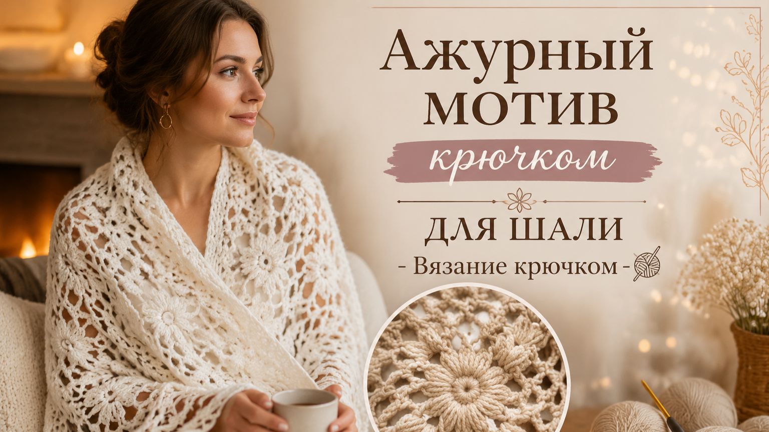 Ажурный мотив крючком для шали - Вязание крючком
