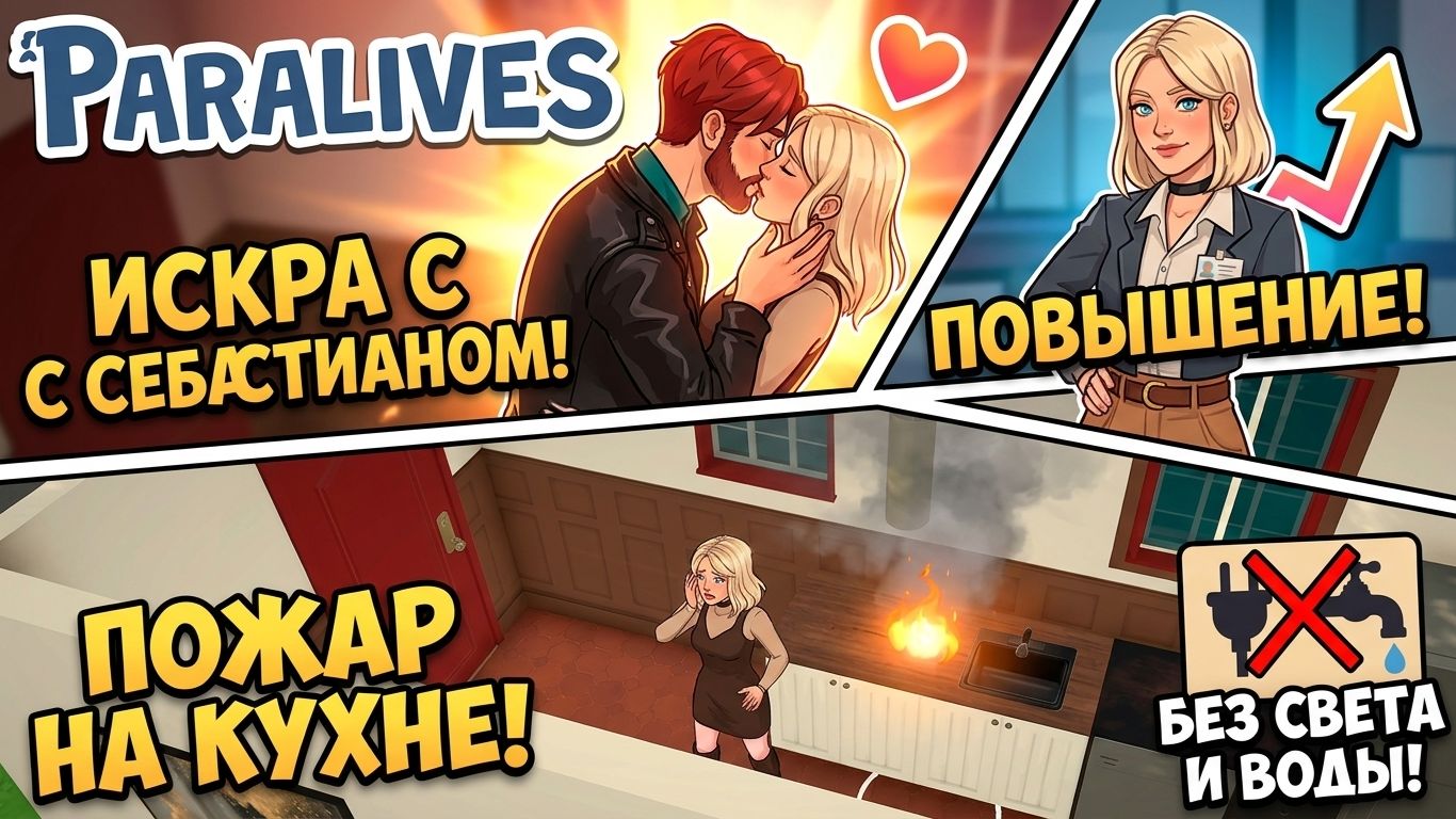 Paralives: роман с Себастианом, пожар на кухне и первые успехи на работе! #2