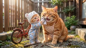 Мультик для детей , котята ездят на велосипеде ! анимация