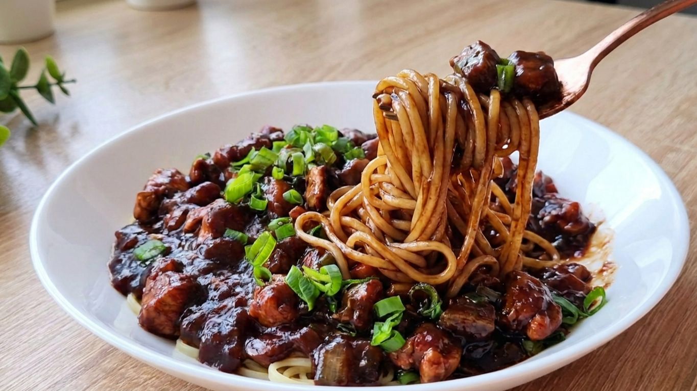 Корейская лапша с черной фасолью (Jajangmyeon) 🍜 Та самая лапша из дорам