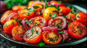 Вкуснейший салат из помидоров.