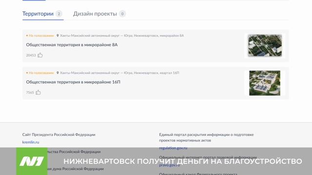 Набрали нужное количество голосов за объекты благоустройства. Нижневартовск