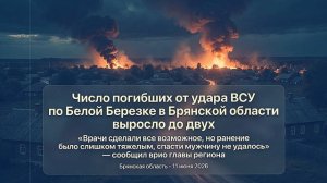 Число погибших от удара ВСУ по Белой Березке в Брянской области выросло до двух