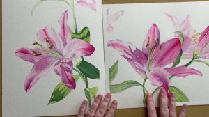 Рисование акварельных лилий